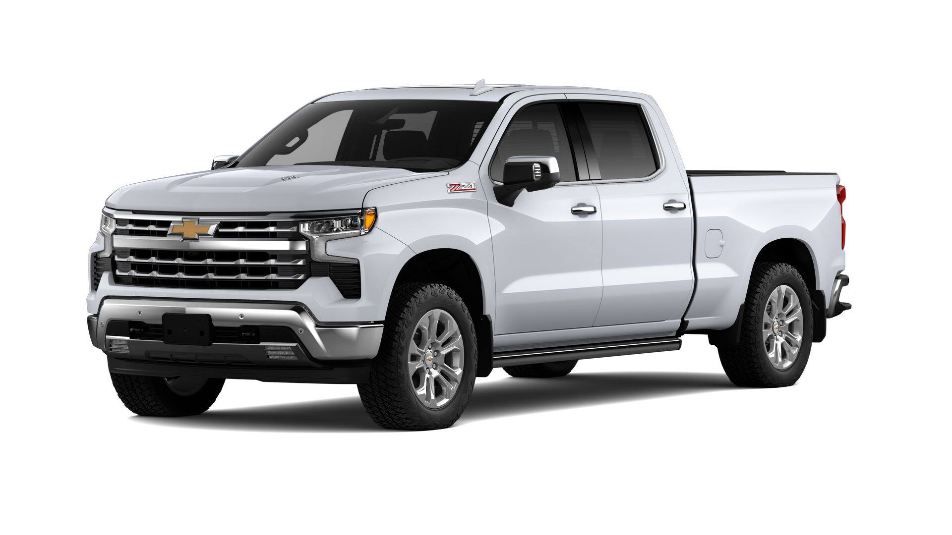 2026 Chevrolet Silverado 1500 LTZ in Polar White Tricoat — front three-quarter view