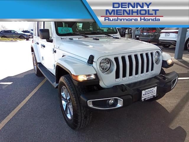 2019 Jeep Wrangler Unlimited Sahara 4x4 in Bright White Clearcoat — front three-quarter view